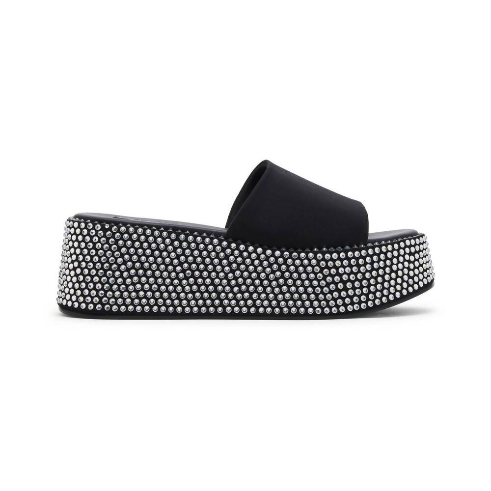 NEW JESSICA RICH women's stardust platform slide in black multi